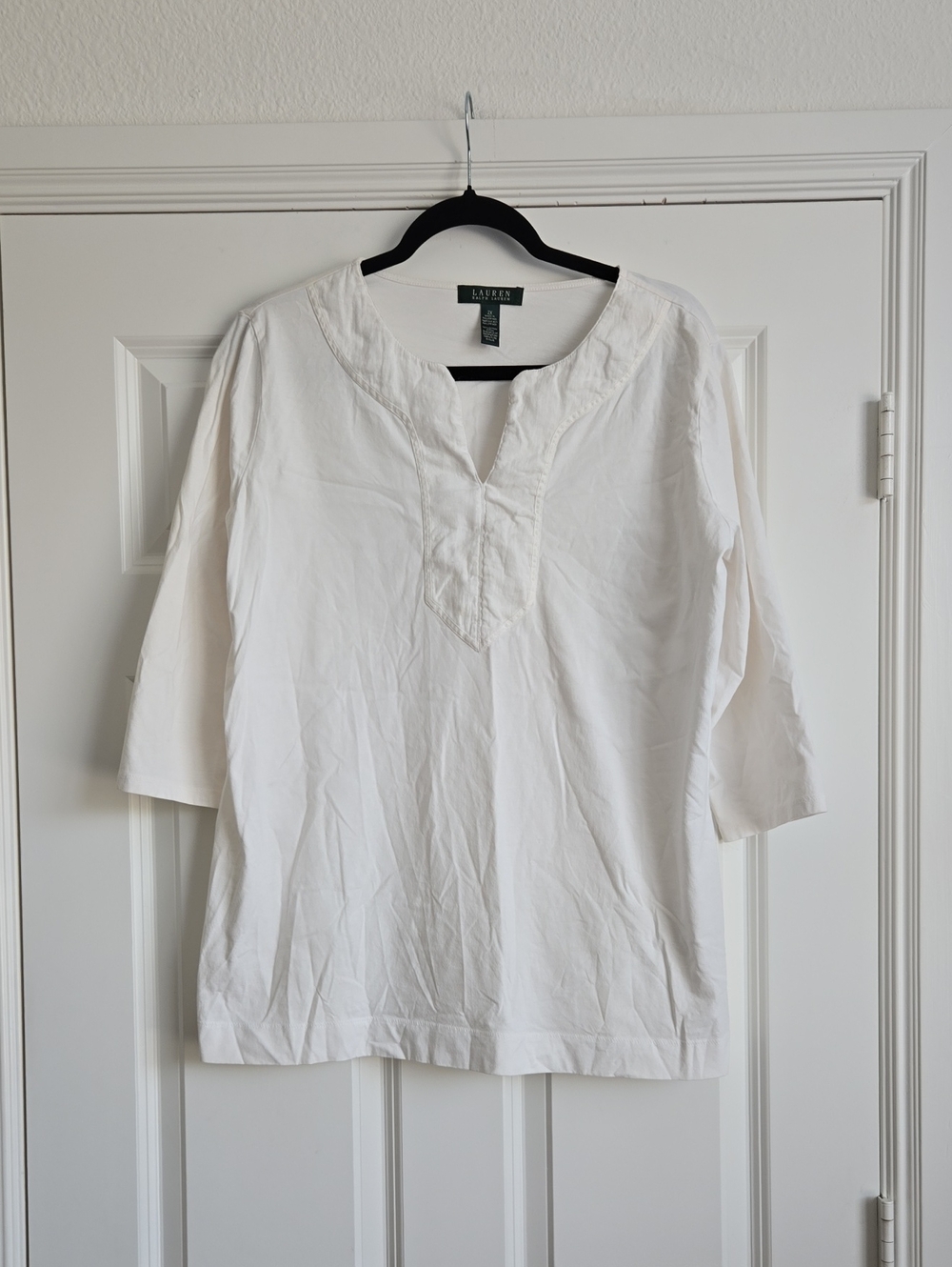 Ralph Lauren White Cotton V-Neck Tunic